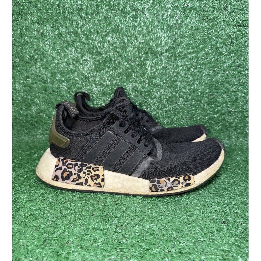 Adidas Womens Size 6.5 NMD R1 Black Leopard Running Boost Shoes Sneakers GX2027